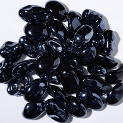 Black Licorice Iridescent Pebbles Fire Glass: click to enlarge